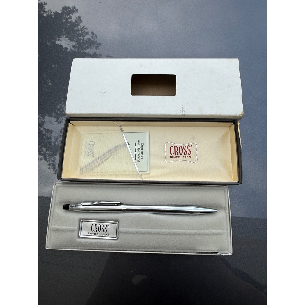 Cross Century Lustrous Chrome Ballpoint Pen 3502 Vintage Made in USA with Box
